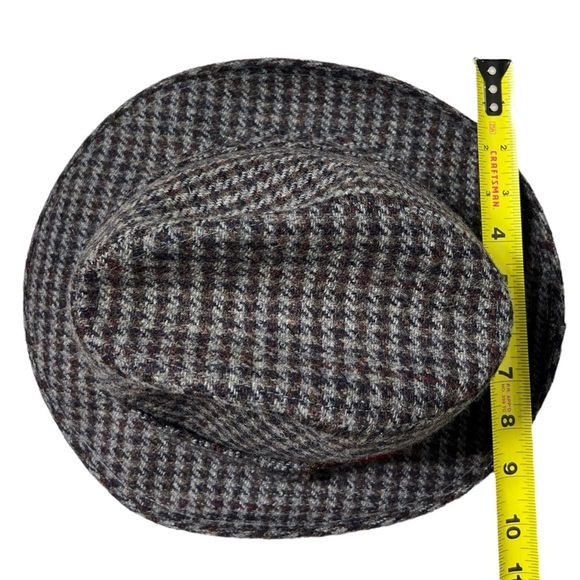 Vintage Pedigree Fifth Avenue New York Fedora Wool Hat L Large Gray Houndstooth - Picture 8 of 13